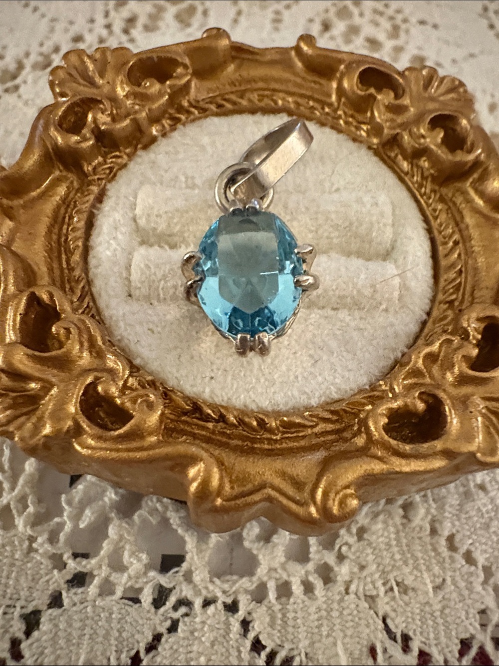 Sterling Silver 925 Blue Topaz Oval Pendant very clear. - Picture 1 of 3